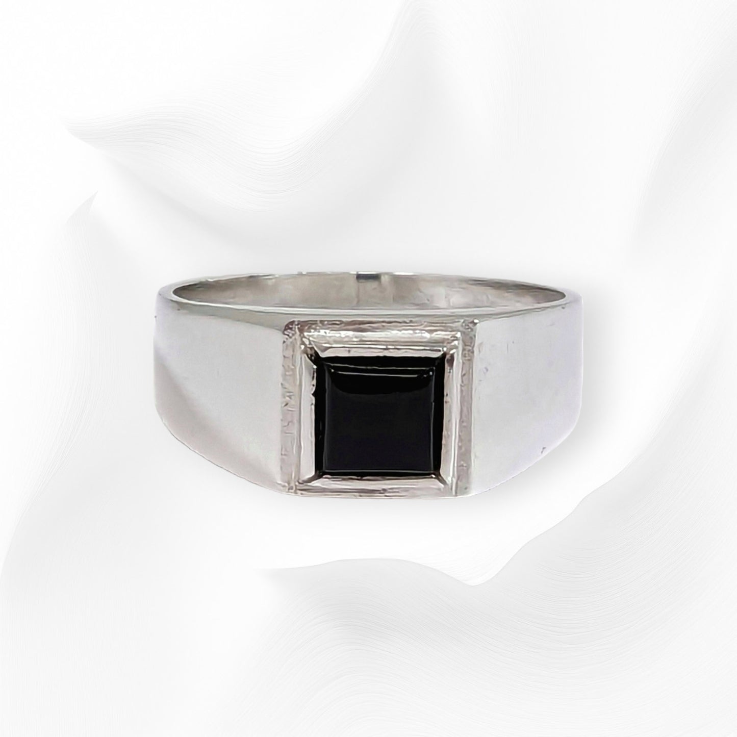 925 Sterling Silver Men's Ring with Authentic Black Onyx Gemstone