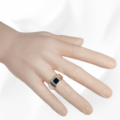 925 Sterling Silver Men's Ring with Authentic Black Onyx Gemstone