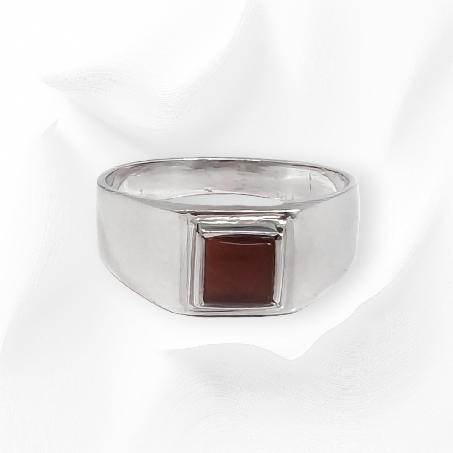 925 Sterling Silver Men's Ring with Authentic Red Agate Gemstone ki
