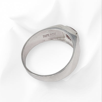 925 Sterling Silver Men's Ring with Authentic Red Agate Gemstone ki