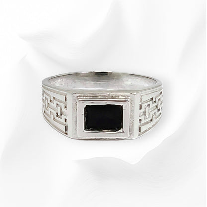 925 Sterling Silver Men's Ring with Authentic Black  Onyx Gemstone
