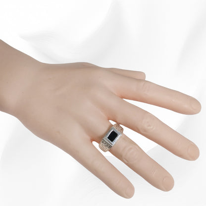 925 Sterling Silver Men's Ring with Authentic Black  Onyx Gemstone