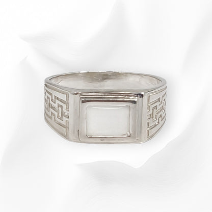 925 Sterling Silver Men's Ring with Authentic Cat's Eye Quartz