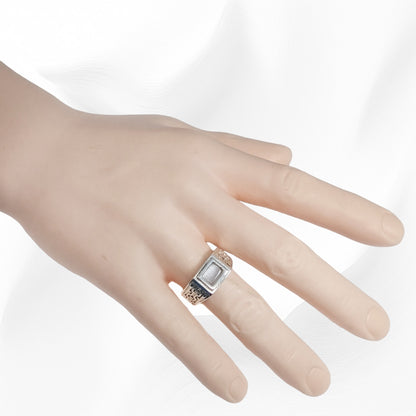 925 Sterling Silver Men's Ring with Authentic Cat's Eye Quartz