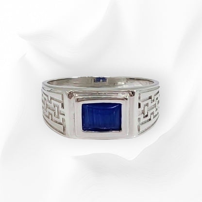 925 Sterling Silver Men's Ring with Authentic Cat's Eye Quartz