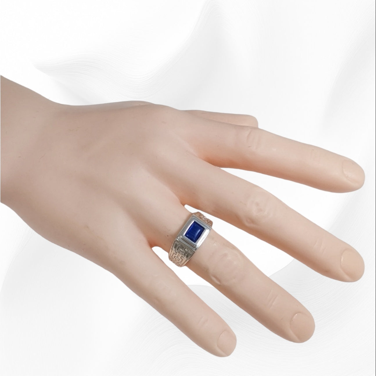 925 Sterling Silver Men's Ring with Authentic Cat's Eye Quartz