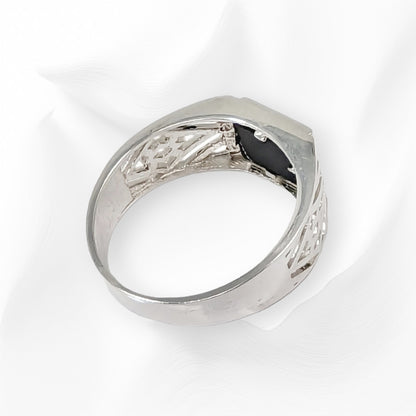 925 Sterling Silver Men's Ring with Authentic Black  Onyx Gemstone