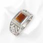 925 Sterling Silver Men's Ring with Authentic Red Agate Gemstone