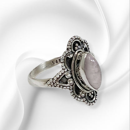 925 Sterling Silver Women's Ring With Authentic Rose Quartz
