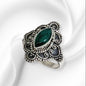 925 Sterling Silver Women's Ring With Authentic Green Onyx Gemstone