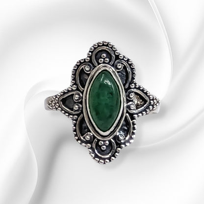 925 Sterling Silver Women's Ring With Authentic Green Aventurine Gemstone