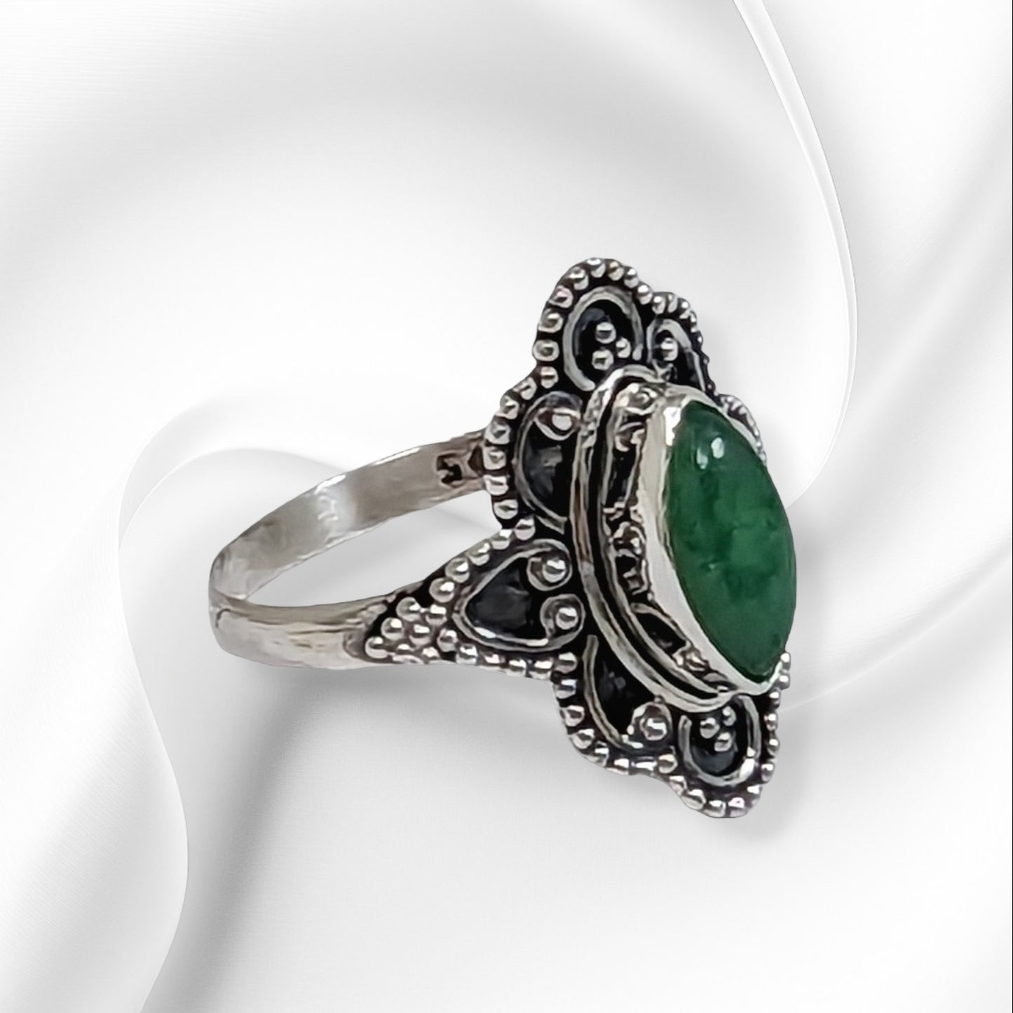 925 Sterling Silver Women's Ring With Authentic Green Aventurine Gemstone