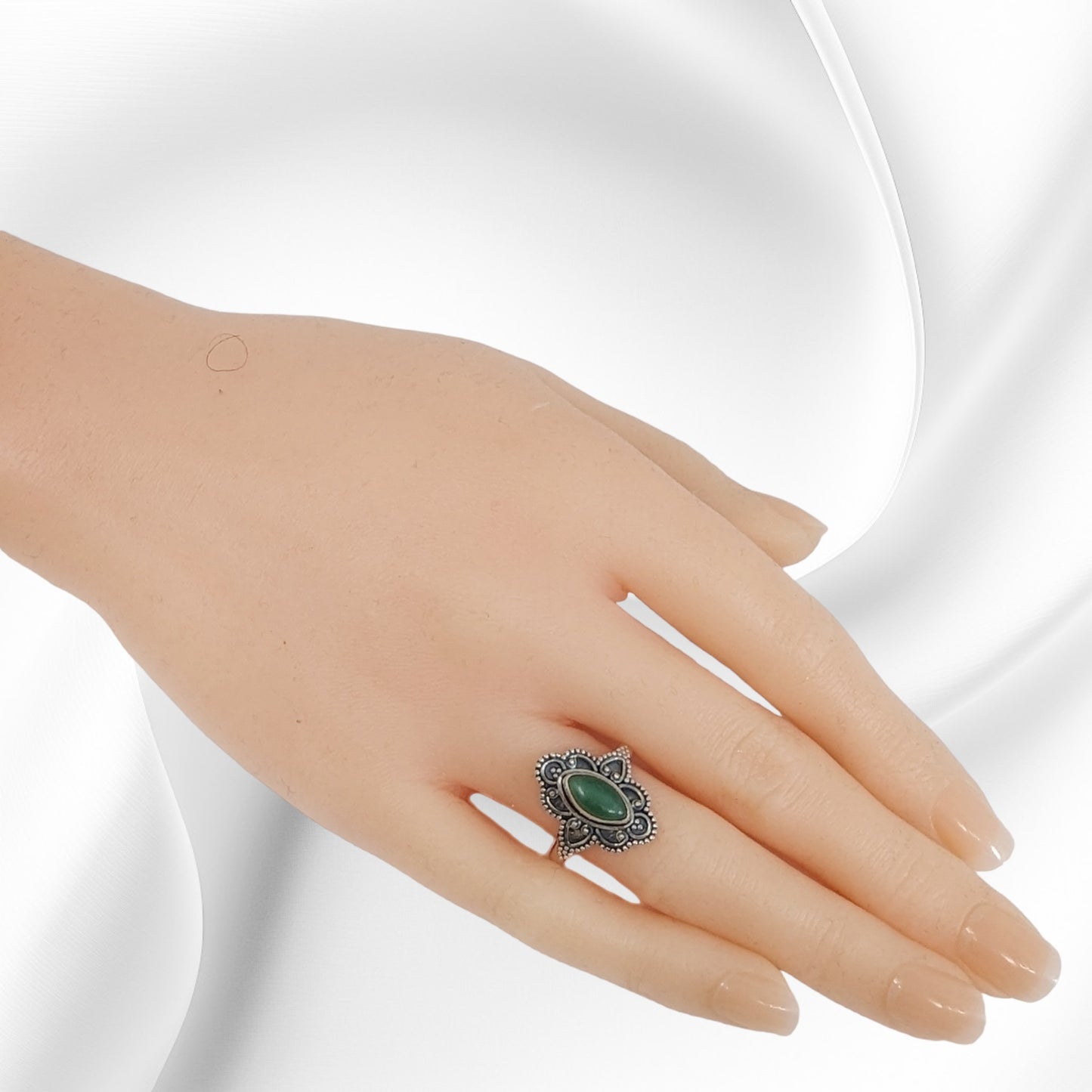 925 Sterling Silver Women's Ring With Authentic Green Aventurine Gemstone