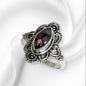925 Sterling Silver Women's Ring With Authentic Red Garnet Gemstone