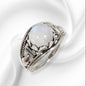 925 Sterling Silver Women's Ring with Authentic Rainbow Moonstone