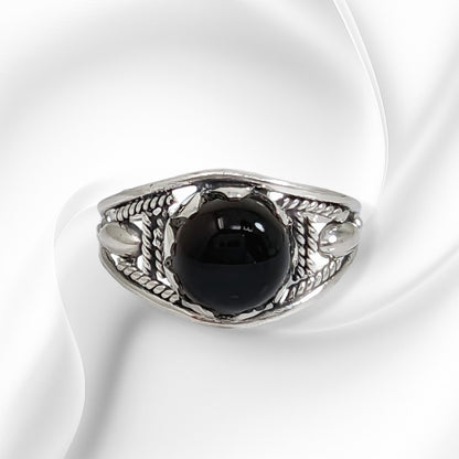 925 Sterling Silver Women's Ring with Authentic Black Onyx Gemstone