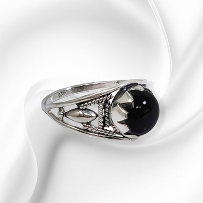 925 Sterling Silver Women's Ring with Authentic Black Onyx Gemstone