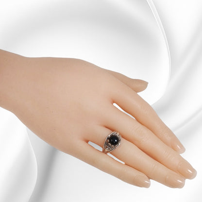 925 Sterling Silver Women's Ring with Authentic Black Onyx Gemstone