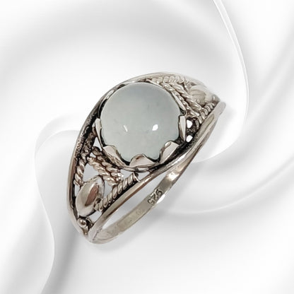 925 Sterling Silver Women's Ring with Authentic Chalcedony Aqua Gemstone