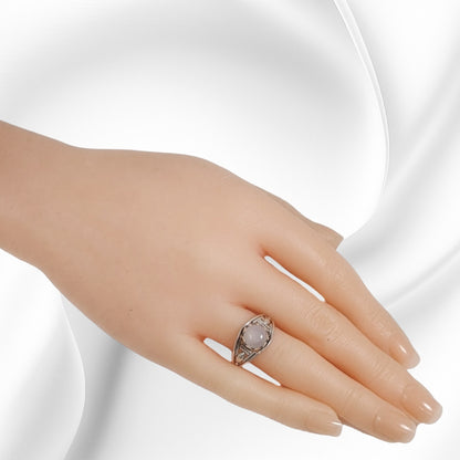 925 Sterling Silver Women's Ring with Authentic Chalcedony Aqua Gemstone