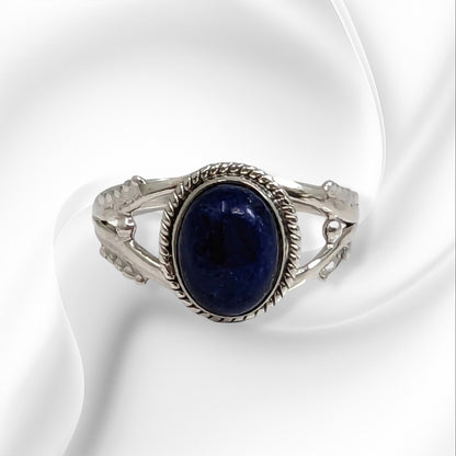 925 Sterling Silver Women's Ring with Authentic Lapis Lazuli Gemstone