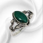 925 Sterling Silver Women's Ring With Authentic Green Corundum Gemstone