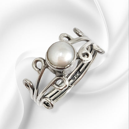 925 Sterling Silver Women's Ring with Authentic Freshwater Pearl