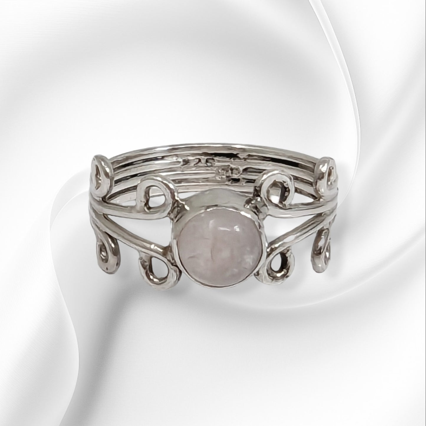 925 Sterling Silver Women's Ring with Authentic Rose Quartz