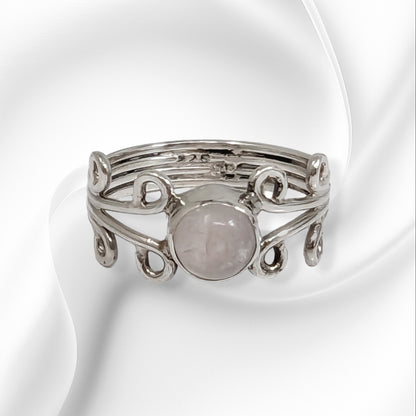 925 Sterling Silver Women's Ring with Authentic Rose Quartz