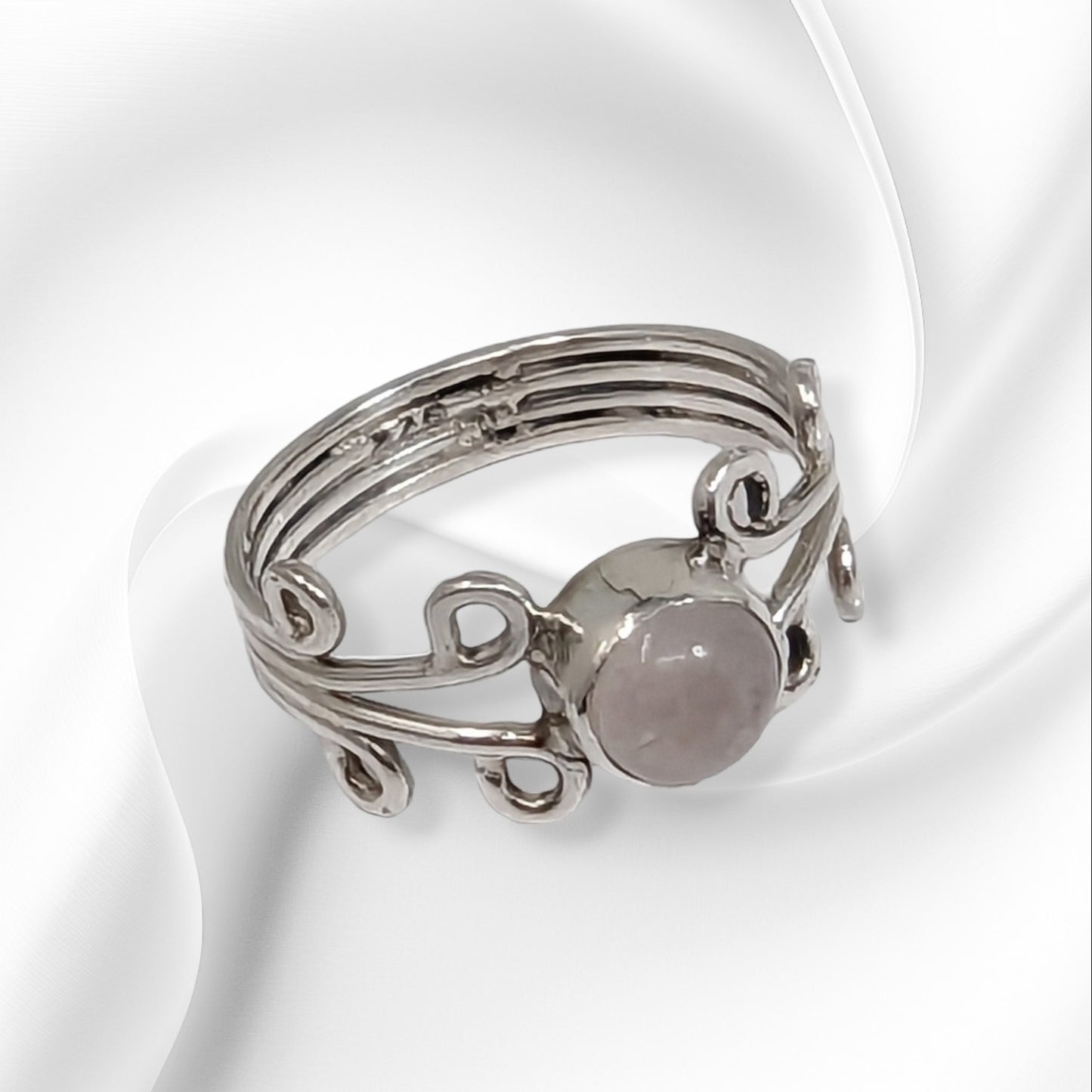 925 Sterling Silver Women's Ring with Authentic Rose Quartz