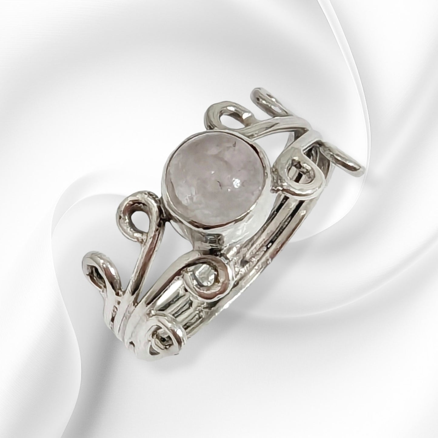 925 Sterling Silver Women's Ring with Authentic Rose Quartz