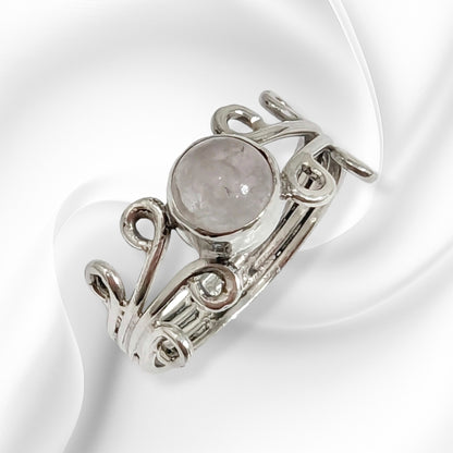 925 Sterling Silver Women's Ring with Authentic Rose Quartz