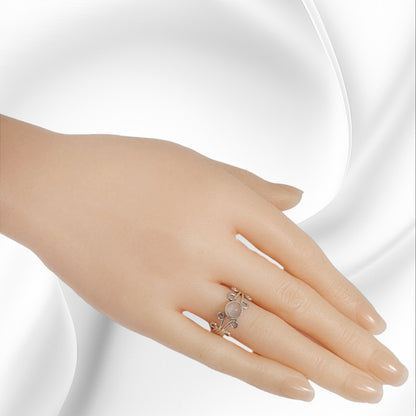 925 Sterling Silver Women's Ring with Authentic Rose Quartz