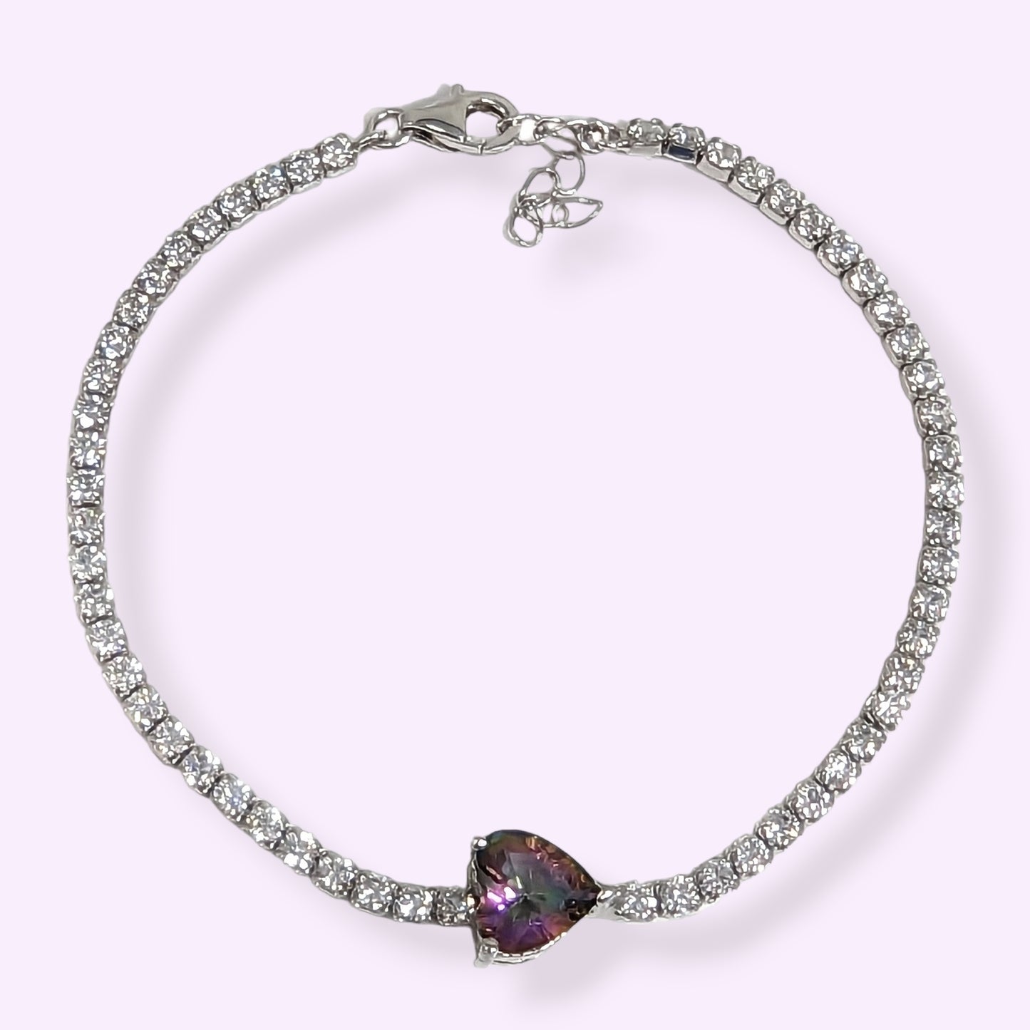 925 Sterling Silver Women's Bracelet with Mystic Topaz and Cubic Zirconia Crystals