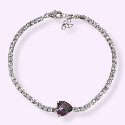 925 Sterling Silver Women's Bracelet with Mystic Topaz and Cubic Zirconia Crystals