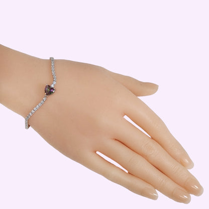 925 Sterling Silver Women's Bracelet with Mystic Topaz and Cubic Zirconia Crystals
