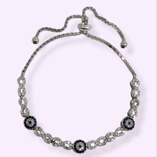 925 Sterling Silver Women's Bracelet with Cubic Zirconia Crystals