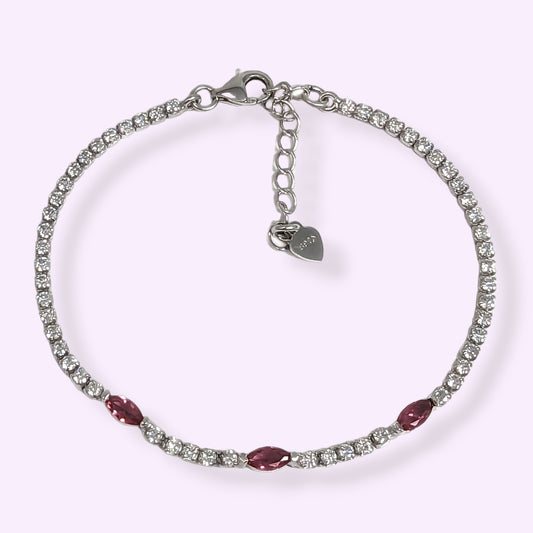 925 Sterling Silver Women's Bracelet with Cubic Zirconia Crystals