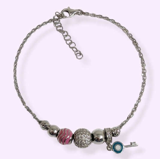 925 Sterling Silver Women's Bracelet with Cubic Zirconia Crystals