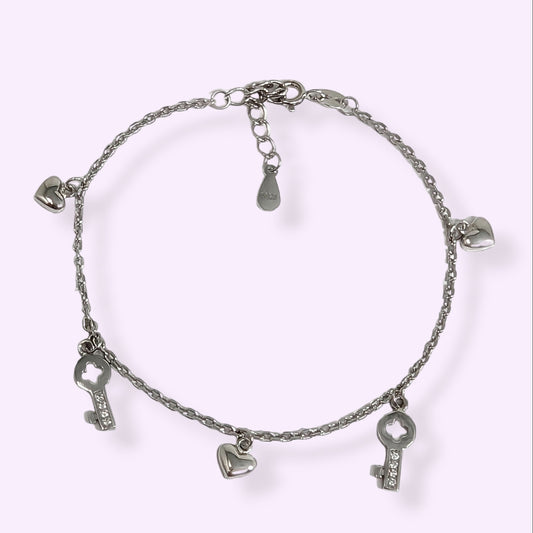 925 Sterling Silver Women's Bracelet with Cubic Zirconia Crystals