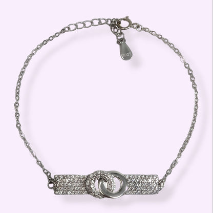 925 Sterling Silver Women's Bracelet with Cubic Zirconia Crystals