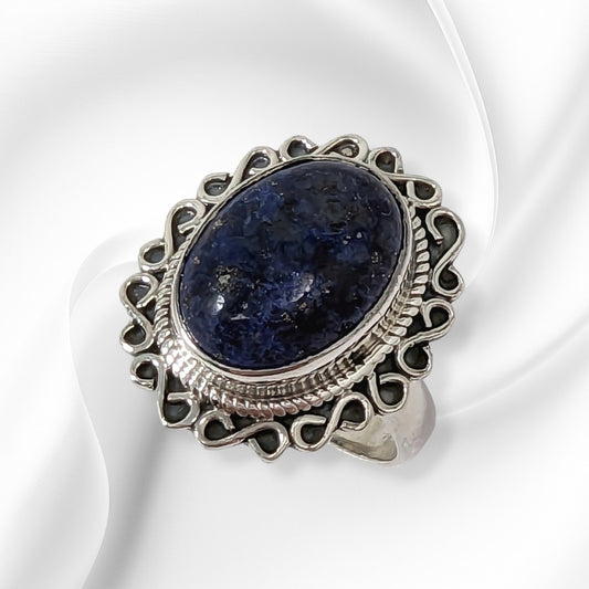 925 Sterling Silver Women's Ring With Authentic Lapis Lazuli Gemstone