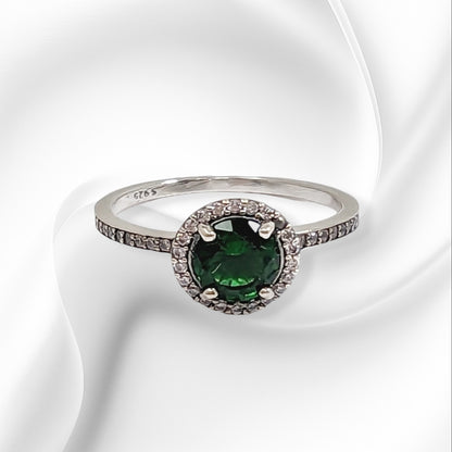 Genuine 925 Sterling Silver Solitaire Women's Ring with Cubic Zirconia Crystals