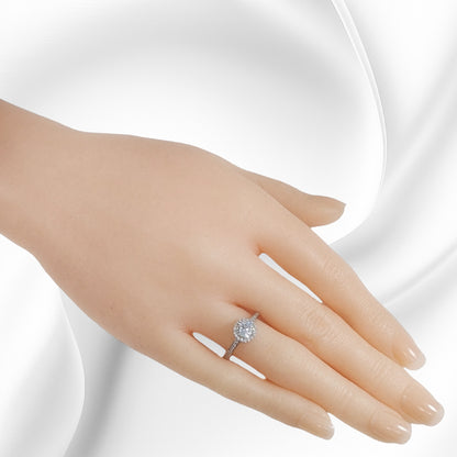 Genuine 925 Sterling Silver Solitaire Women's Ring with Cubic Zirconia Crystals