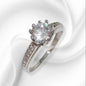 Genuine 925 Sterling Silver Solitaire Women's Ring with Cubic Zirconia Crystals