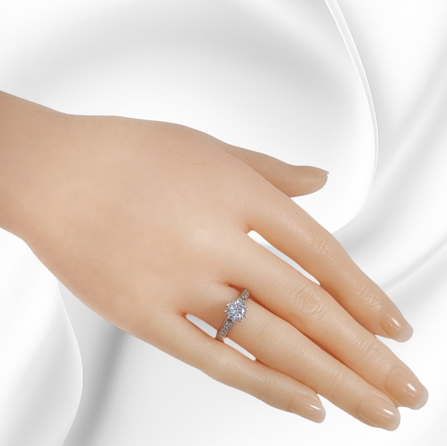 Genuine 925 Sterling Silver Solitaire Women's Ring with Cubic Zirconia Crystals