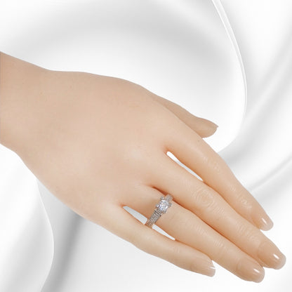 Genuine 925 Sterling Silver Solitaire Women's Ring with Cubic Zirconia Crystals