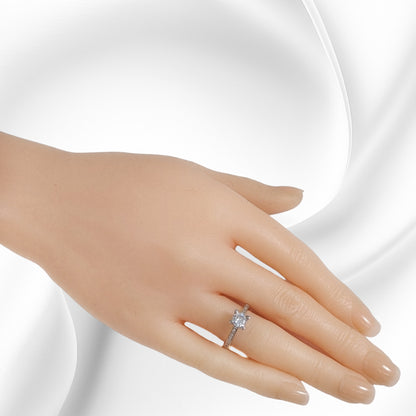 Genuine 925 Sterling Silver Solitaire Women's Ring with Cubic Zirconia Crystals