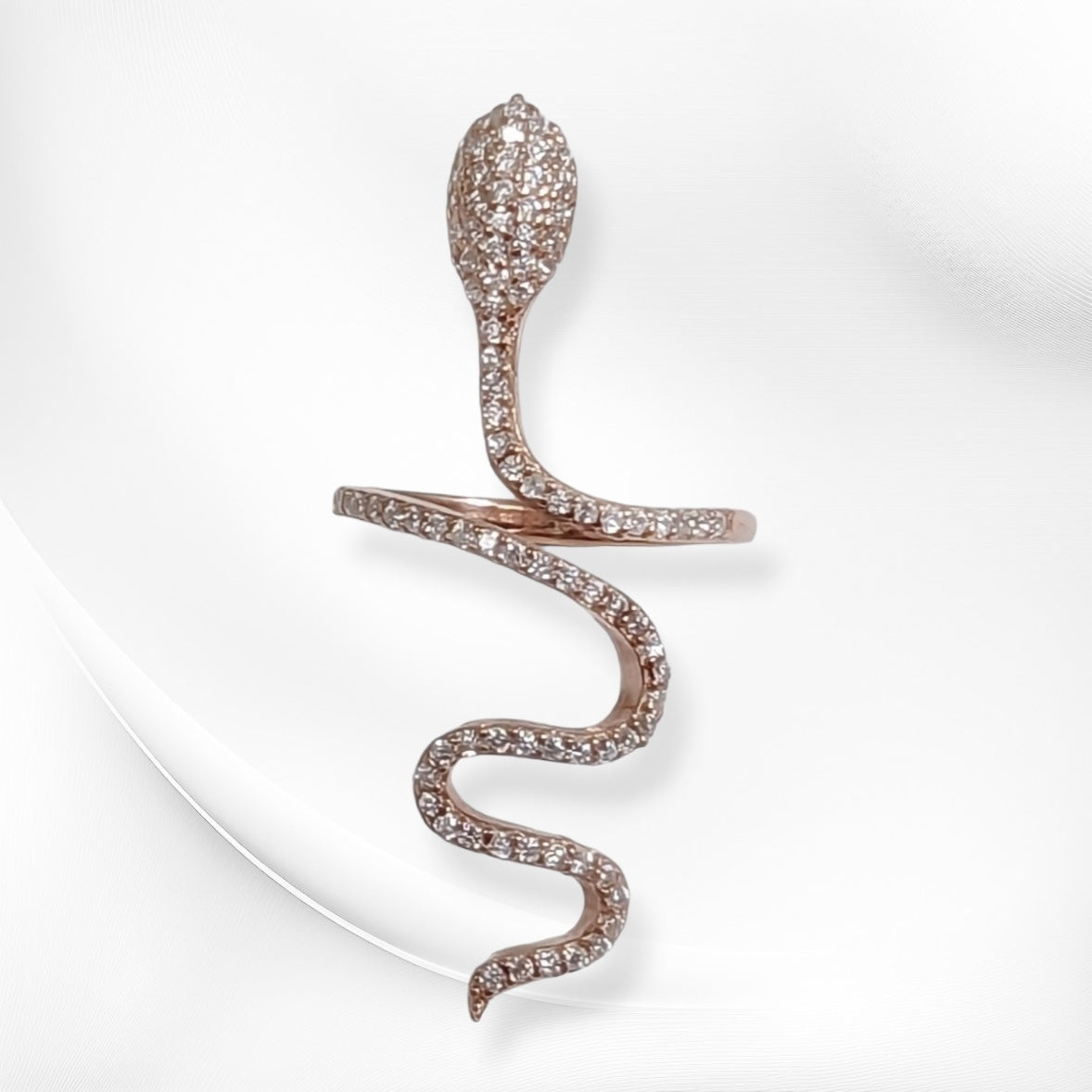 925 Sterling Silver Women's Ring with Cubic Zirconia Crystals, 14K Rose Gold plated