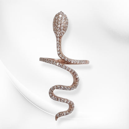 925 Sterling Silver Women's Ring with Cubic Zirconia Crystals, 14K Rose Gold plated